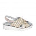 Woman's sandal in beige raffia and suede wedge heel 3 - Available sizes:  33, 42, 43, 44