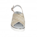 Woman's sandal in beige raffia and suede wedge heel 3 - Available sizes:  33, 42, 43, 44