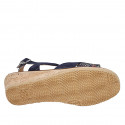 Sandale pour femmes en daim bleu et imprimé multicouleur talon compensé 4 - Pointures disponibles:  42