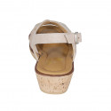 Woman's sandal in beige and multicolored printed suede wedge heel 4 - Available sizes:  43