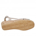 Woman's sandal in beige and multicolored printed suede wedge heel 4 - Available sizes:  43