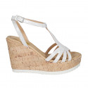Woman's platform sandal with strap in silver laminated leather wedge heel 10 - Available sizes:  31, 42, 43, 45