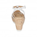 Woman's platform sandal with strap in silver laminated leather wedge heel 10 - Available sizes:  31, 42, 43, 45