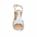 Woman's platform sandal with strap in silver laminated leather wedge heel 10 - Available sizes:  31, 32, 42, 43, 44, 45