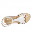 Woman's platform sandal with strap in silver laminated leather wedge heel 10 - Available sizes:  31, 42, 43, 45