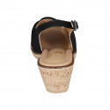 Sandalo da donna in camoscio nero e laminato nero zeppa 6 - Misure disponibili: 32, 43, 44