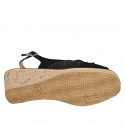 Sandale pour femmes en daim et daim lamé noir talon compensé 6 - Pointures disponibles:  32, 43, 44
