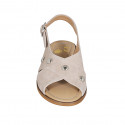 Sandale pour femmes en daim beige avec goujons et talon 2 - Pointures disponibles:  33