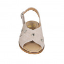 Sandalo da donna in camoscio beige con borchie e tacco 2 - Misure disponibili: 33, 44