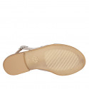 Woman's sandal in beige suede with studs and heel 2 - Available sizes:  33, 44