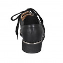 Zapato para mujer con cordones y cremallera en piel y gamuza negra cuña 3 - Tallas disponibles:  43, 44