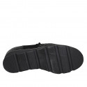 Chaussure à lacets avec fermeture éclair pour femmes en cuir et daim noir talon compensé 3 - Pointures disponibles:  44