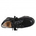 Chaussure à lacets avec fermeture éclair pour femmes en cuir et daim noir talon compensé 3 - Pointures disponibles:  44
