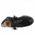 Woman's laced shoe with zipper in black leather and suede wedge heel 3 - Available sizes:  43, 44