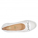 Woman's pump in white pierced suede and leather with accessory and removable insole wedge heel 6 - Available sizes:  31, 42