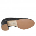 Zapato para mujer en piel forada y trensada negra con plantilla extraible tacon 6 - Tallas disponibles:  33, 44