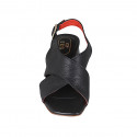 Sandale croisé pour femmes en cuir noir talon 5 - Pointures disponibles:  33, 42, 44