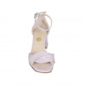 Chaussure ouverte pour femmes avec courroie en cuir et cuir imprimé lilas talon 6 - Pointures disponibles:  42, 44, 46