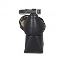 Scarpa aperta da donna con cinturino in pelle e pelle stampata nera tacco 6 - Misure disponibili: 32, 33, 43, 44, 45, 46