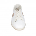 Chaussure à lacets pour femmes en cuir blanc et lamé cuivre talon 1 - Pointures disponibles:  44, 45