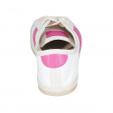 Scarpa stringata da donna in pelle bianca e fucsia tacco 1 - Misure disponibili: 33, 34, 42, 43, 44, 45