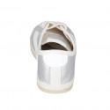Chaussure à lacets pour femmes en cuir blanc et lamé argent talon 1 - Pointures disponibles:  42, 43, 44, 45