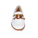 Woman's loafer in white leather with spotted chain wedge heel 1 - Available sizes:  43, 44