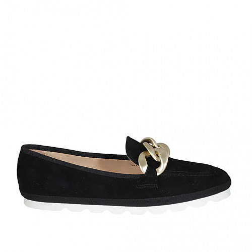 Woman's loafer in black suede with...