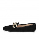 Woman's loafer in black suede with chain wedge heel 1 - Available sizes:  45