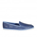 Woman's loafer in blue and light blue leather wedge heel 1 - Available sizes:  42, 44, 45