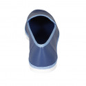 Mocassin pour femmes en cuir bleu et bleu clair talon compensé 1 - Pointures disponibles:  42, 44, 45