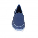 Mocassin pour femmes en cuir bleu et bleu clair talon compensé 1 - Pointures disponibles:  42, 44, 45