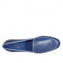 Woman's loafer in blue and light blue leather wedge heel 1 - Available sizes:  42, 44, 45