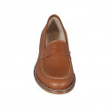 Woman's loafer in cognac brown leather with heel 2 - Available sizes:  44