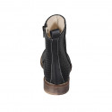 Woman's ankle boot with zipper in black pierced leather heel 3 - Available sizes:  32, 33, 34, 43, 45, 46