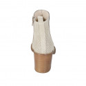 Botines para mujer con cremallera y elastico en gamuza perforada beis tacon 7 - Tallas disponibles:  46