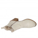 Stivaletto da donna con cerniera e elastico in camoscio forato beige tacco 7 - Misure disponibili: 46