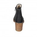 Bottines pour femmes avec fermeture éclair et elastique en cuir perforé noir talon 7 - Pointures disponibles:  42, 45