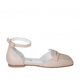 Woman's open shoe in nude leather with strap heel 1 - Available sizes: 42