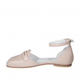 Zapato abierto para mujer con cinturon en piel nude tacon 1 - Tallas disponibles:  42 2