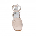 Woman's open shoe in nude leather with strap heel 1 - Available sizes:  33, 34, 42