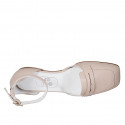 Woman's open shoe in nude leather with strap heel 1 - Available sizes:  33, 34, 42