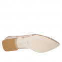 Woman's pointy loafer in nude and white leather heel 2 - Available sizes:  42