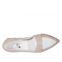 Woman's pointy loafer in nude and white leather heel 2 - Available sizes:  42