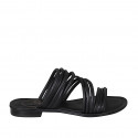 Woman's open mules in black leather with heel 2 - Available sizes:  42, 43