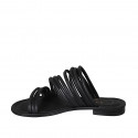 Woman's open mules in black leather with heel 2 - Available sizes:  34, 42, 43, 44, 45