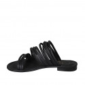 Woman's open mules in black leather with heel 2 - Available sizes:  42, 43