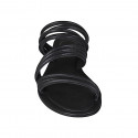 Woman's open mules in black leather with heel 2 - Available sizes:  42, 43