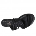 Woman's open mules in black leather with heel 2 - Available sizes:  42, 43