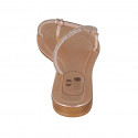 Woman's thong mules with rhinestones in copper laminated leather heel 2 - Available sizes:  42, 44, 45